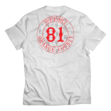 SUPPORT YOUR LOCAL 81 OC MENS WHITE CIRCLE LOGO SHIRT
