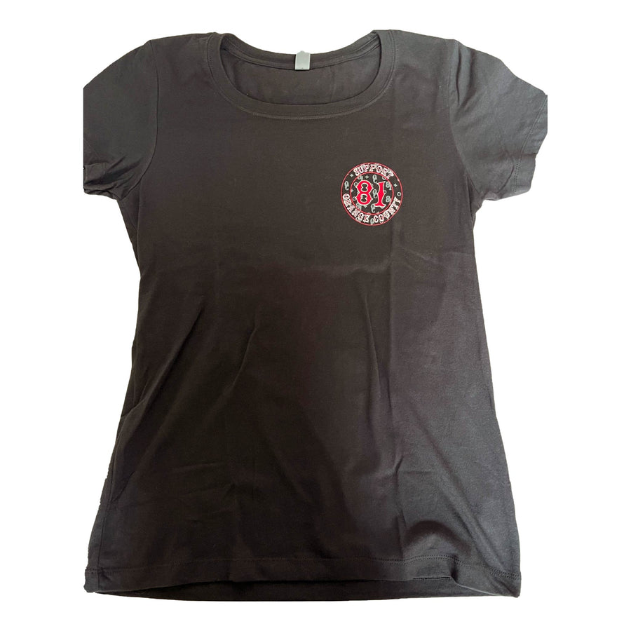 SUPPORT YOUR LOCAL 81 OC WOMENS BLACK CIRCLE LOGO SHIRT