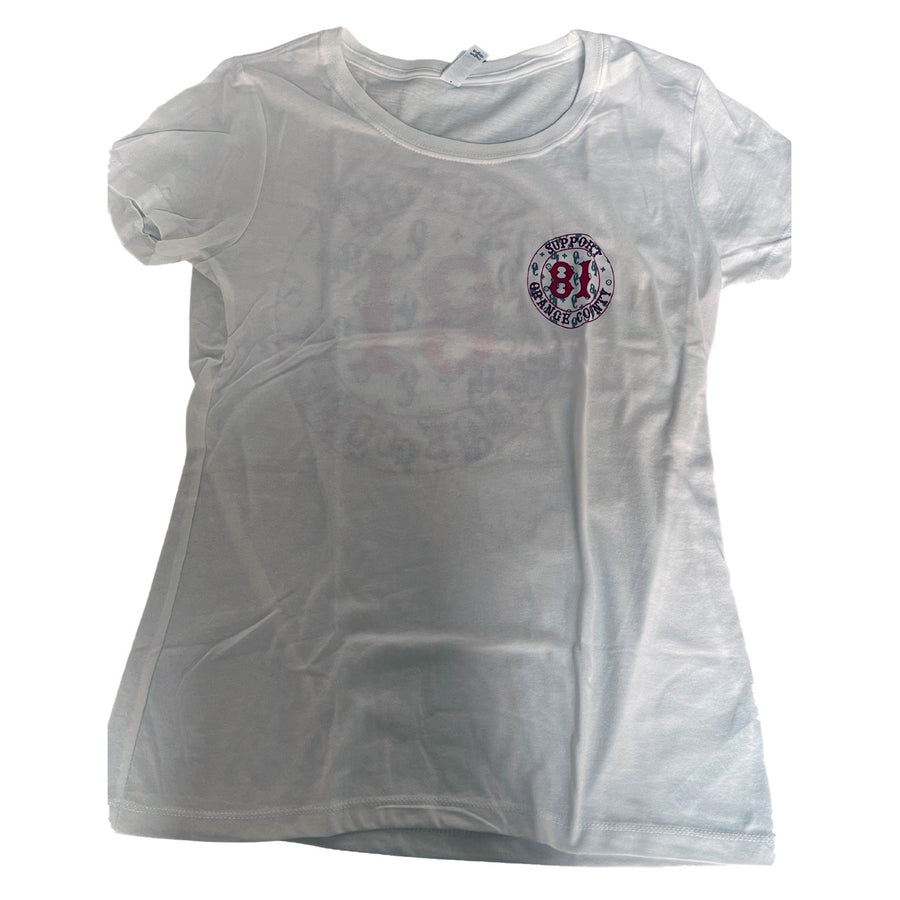 SUPPORT YOUR LOCAL 81 OC WOMENS WHITE CIRCLE LOGO SHIRT
